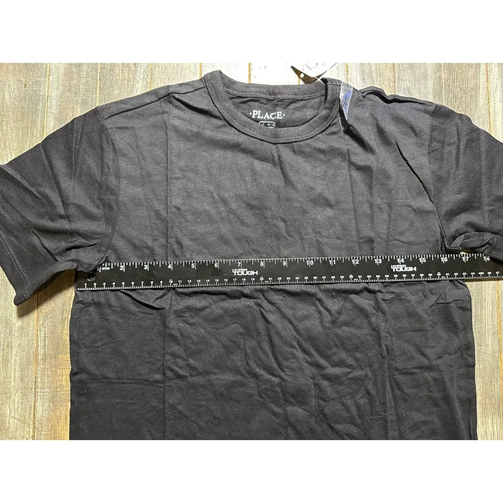 The Childrens Place Boys Black Short Sleeve Cotton Crewneck T-Shirt Size
